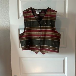 VTG Stonebridge vest Size 12 1980s green stripes multi color
